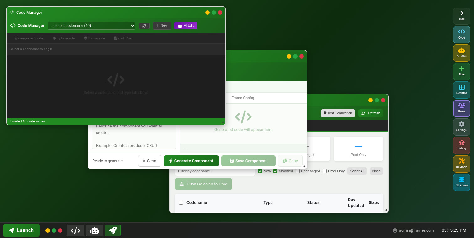 Three overlapping windows demonstrating multi-window desktop environment